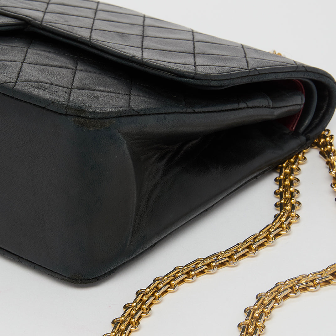 Vintage Double Flap Shoulder Bag in Black 1980 [ReSale]