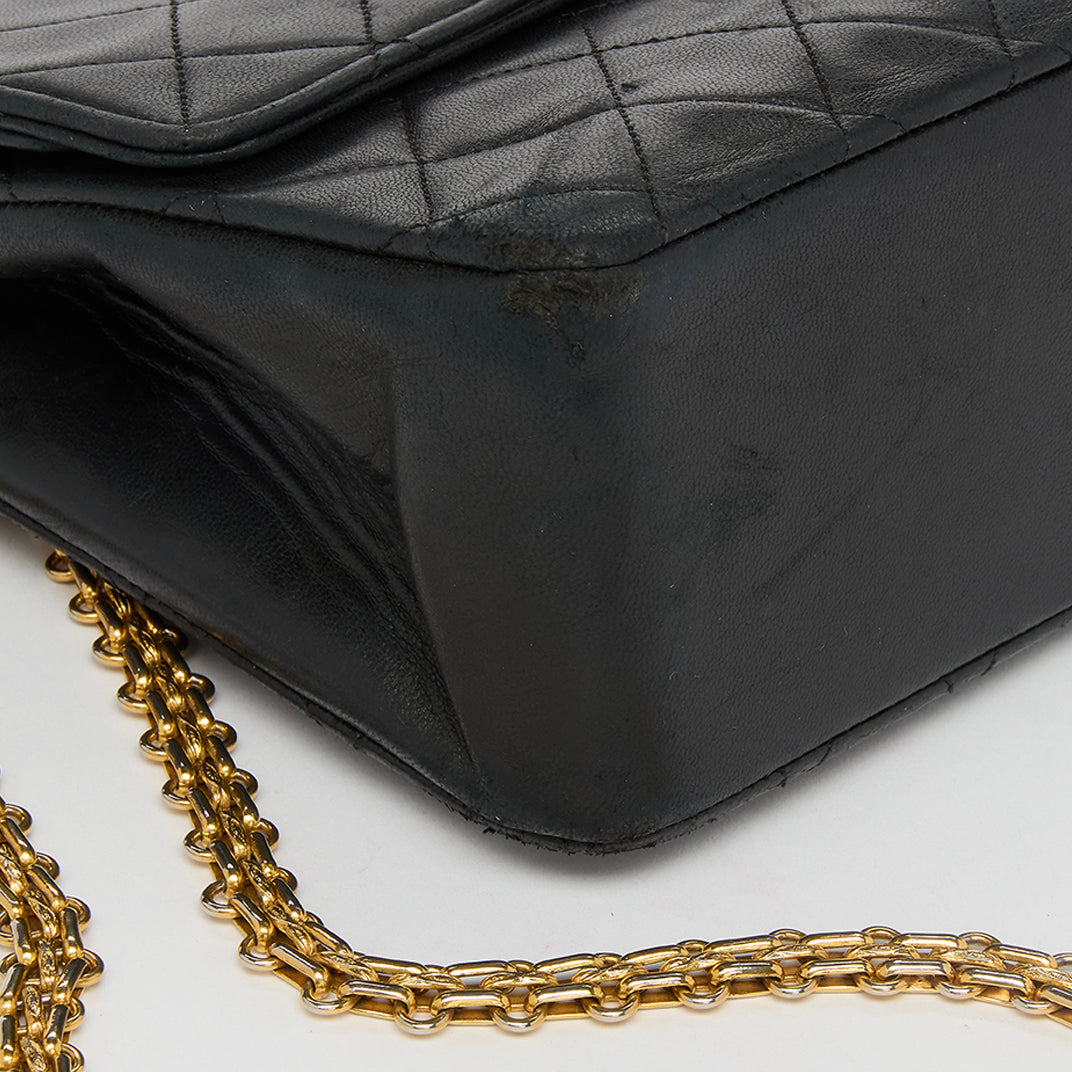 Vintage Double Flap Shoulder Bag in Black 1980 [ReSale]