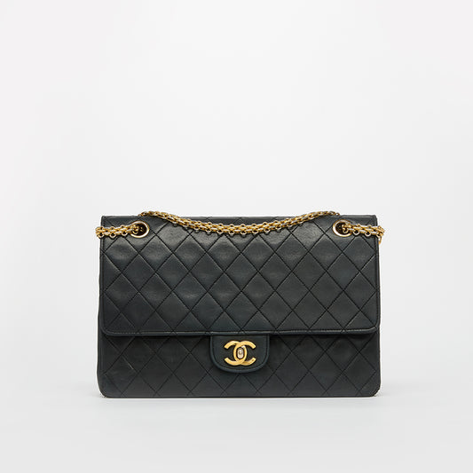 Vintage Double Flap Shoulder Bag in Black 1980 [ReSale]