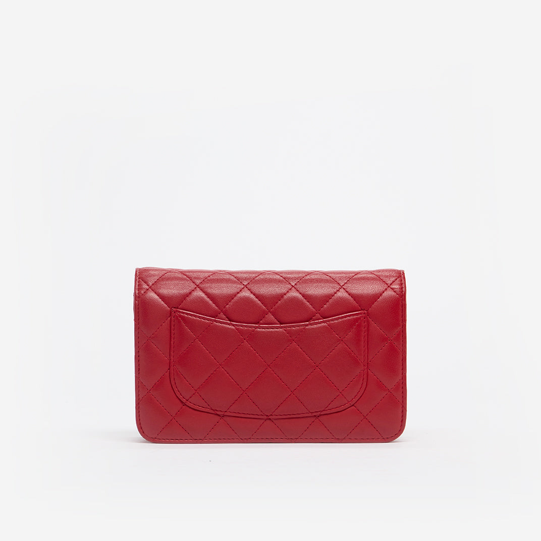 Wallet on Chain in Red and Pink Leather