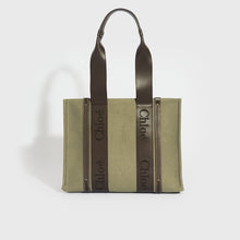 Load image into Gallery viewer, CHLOÉ Medium Linen-Canvas Woody Tote Bag in Green [ReSale]
