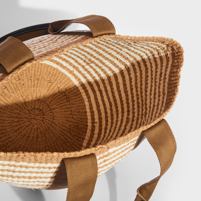 CHLOÉ Woody Large Striped Raffia Tote with Ribbon [ReSale]