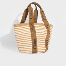 Load image into Gallery viewer, CHLOÉ Woody Large Striped Raffia Tote with Ribbon [ReSale]