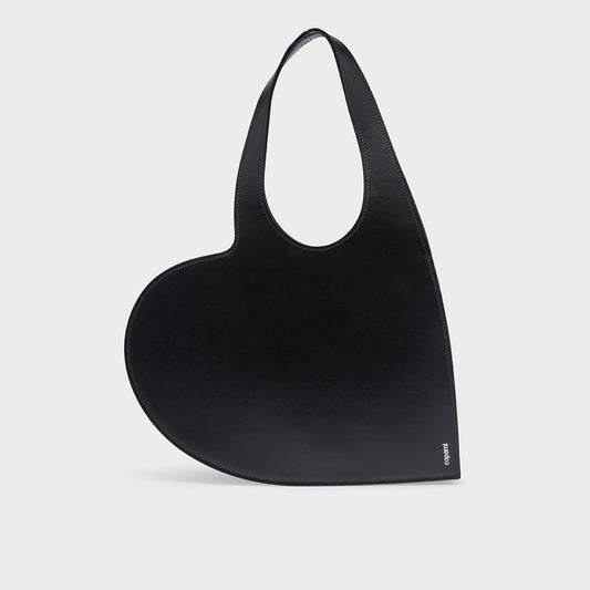 Mini Heart Leather Tote in Black [ReSale]