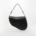 Saddle Bag in Black Leather with Gunmetal Hardware