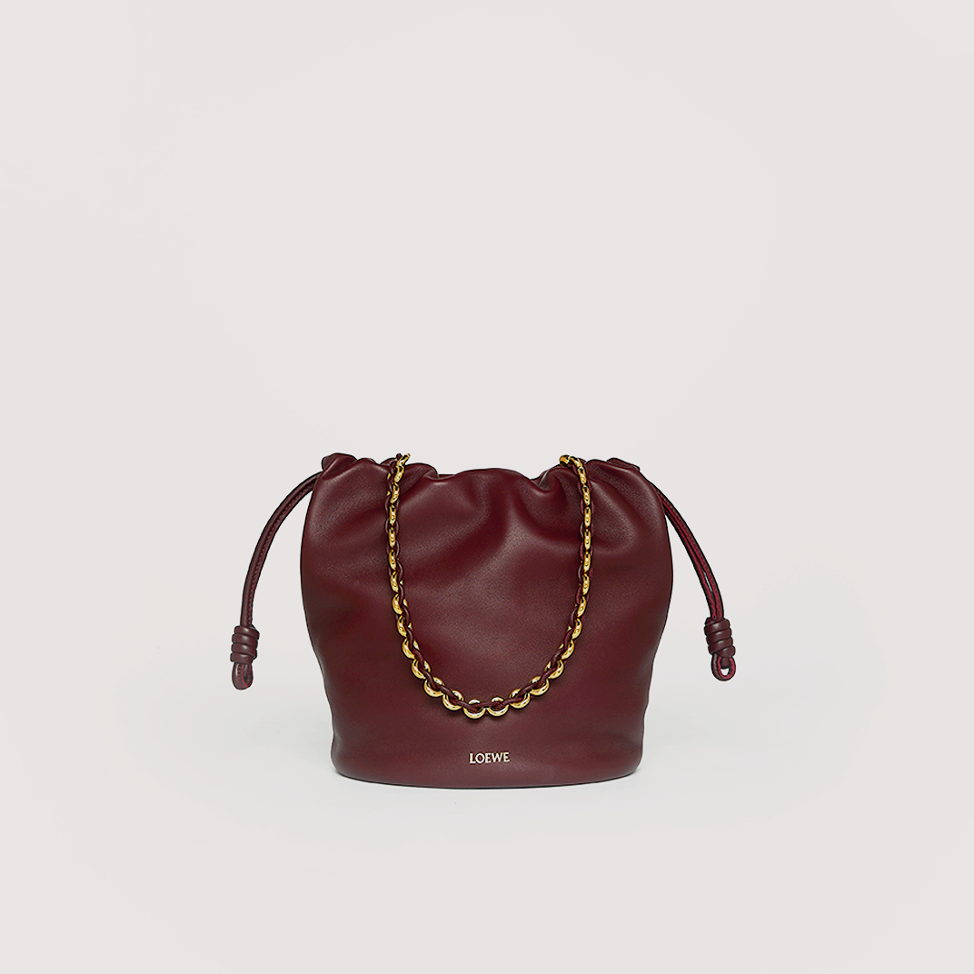 Medium Flamenco Purse Bucket Bag in Dark Burgundy