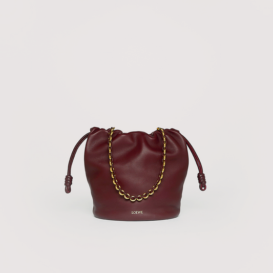 Medium Flamenco Purse Bucket Bag in Dark Burgundy