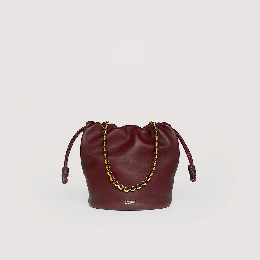 Medium Flamenco Purse Bucket Bag in Dark Burgundy