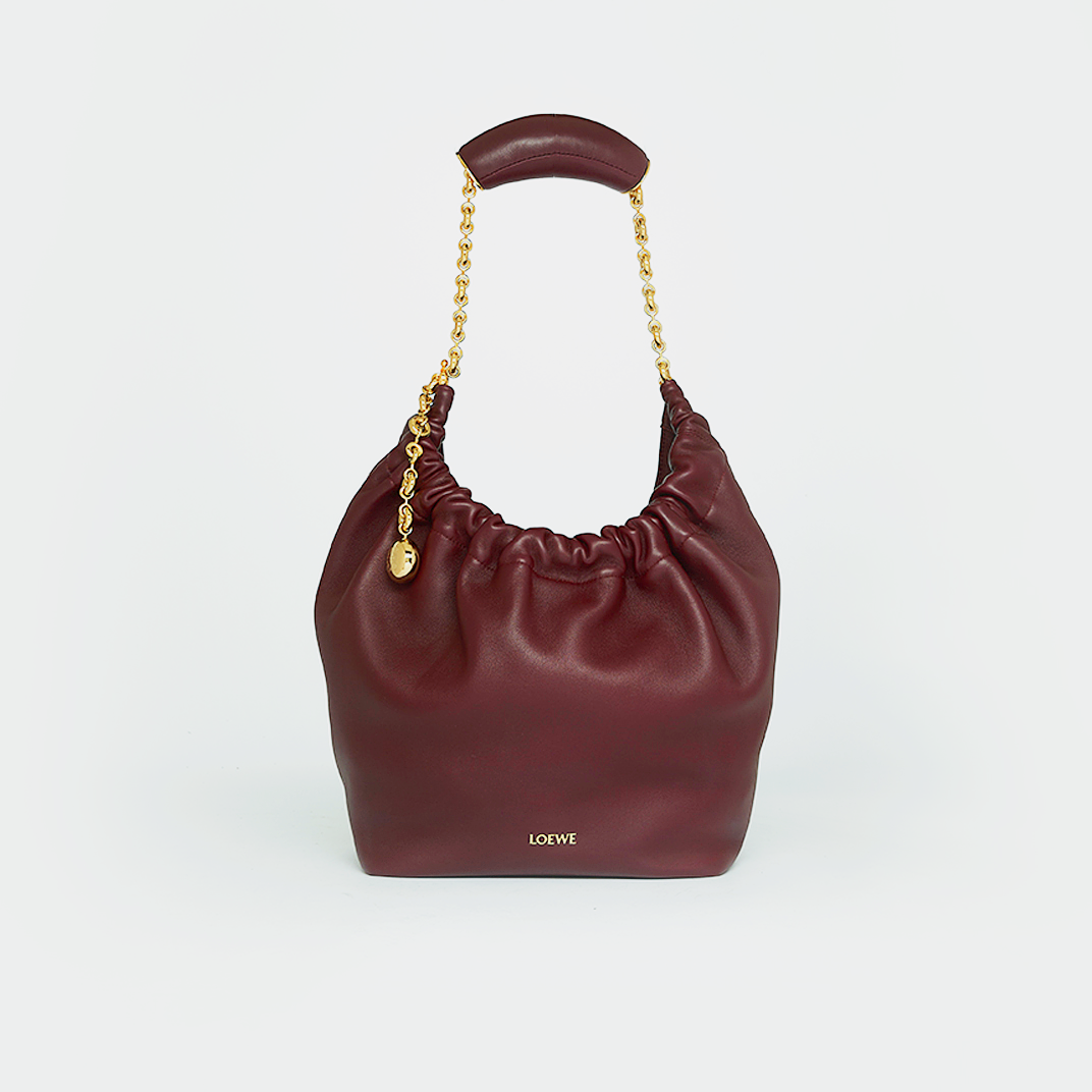 Small Squeeze Bag in Burgundy Nappa Leather