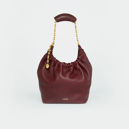 Small Squeeze Bag in Burgundy Nappa Leather