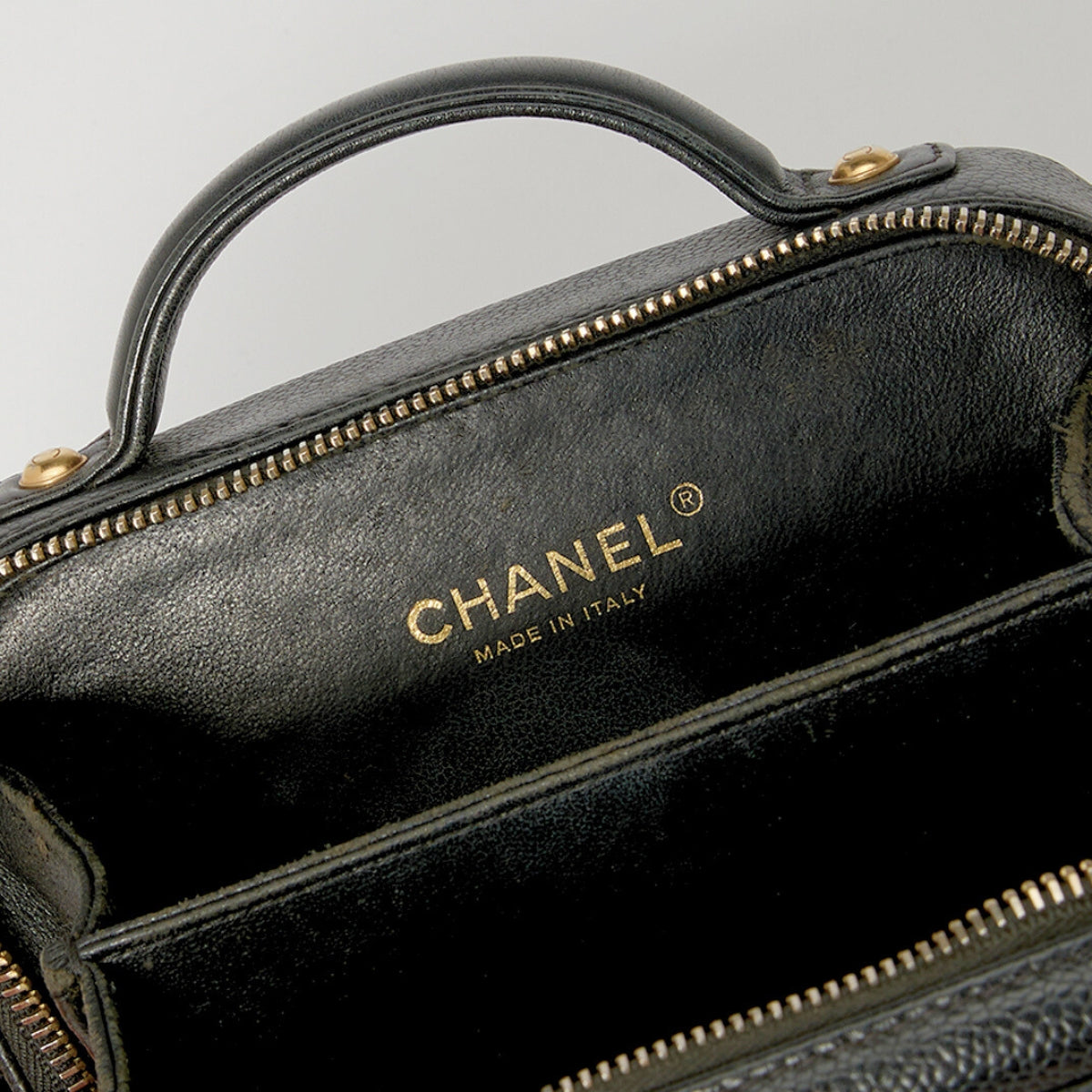 Small CC Filigree Vanity Case in Black Caviar Leather