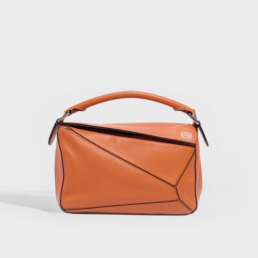 Small Puzzle Bag in Orange Leather