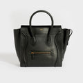 Mini Luggage Handbag in Black Smooth Leather