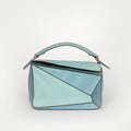 Small Puzzle Tricolour Bag in Light Blue Leather