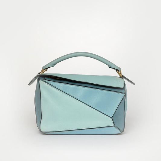 Small Puzzle Tricolour Bag in Light Blue Leather