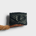 Medium Loulou Leather Shoulder Bag in Black Leather