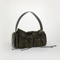 Multi Pocket Bow Bag in Dark Brown with Charms