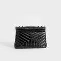 Medium Loulou Leather Shoulder Bag in Black Leather