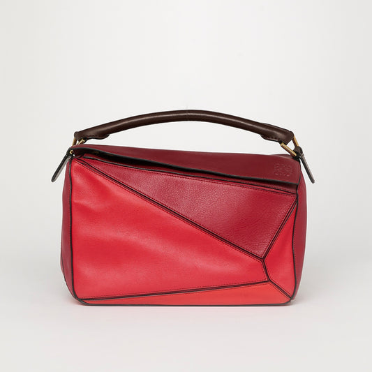 Medium Puzzle Tricolour Bag in Red Leather