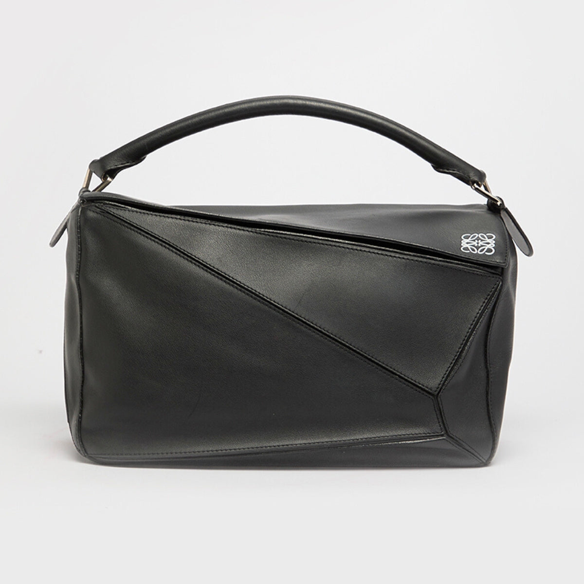 Large Puzzle Bag in Black Smooth Leather