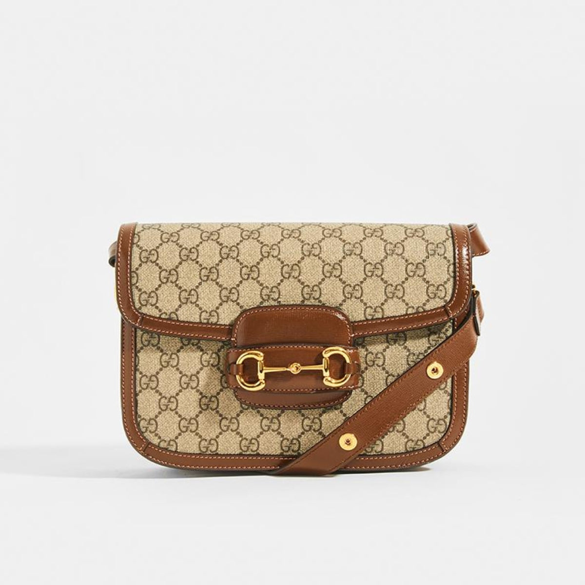 Horsebit 1955 GG Supreme Shoulder Bag with Brown Leather Trim