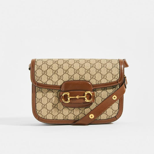 Horsebit 1955 GG Supreme Shoulder Bag with Brown Leather Trim