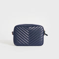 Lou Camera Bag in Navy Leather with Gold Hardware