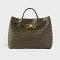 Medium Andiamo Intrecciato Leather Bag in Green
