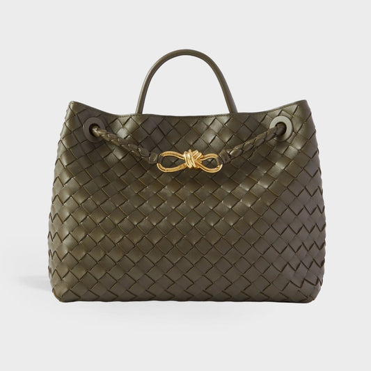 Medium Andiamo Intrecciato Leather Bag in Green