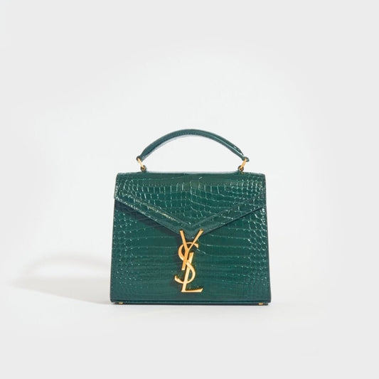 Mini Cassandra Crocodile-Embossed Shiny Leather in Mint
