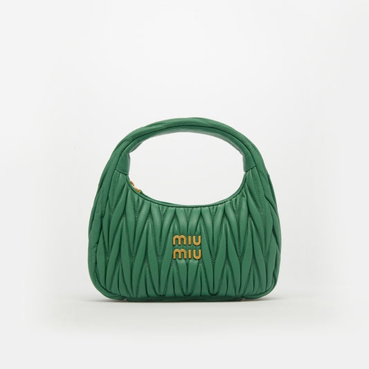 Wander Matelassé Leather Hobo Bag in Green