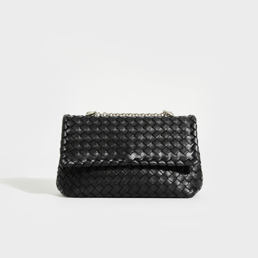 Intrecciato Baby Olimpia Shoulder Bag in Black