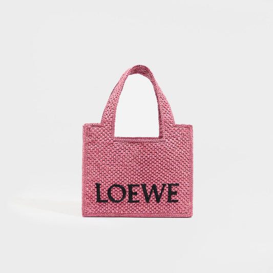 X Paula's Ibiza Mini Raffia Tote in Pink