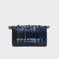 Medium Boy Bag in Dark Blue Patchwork