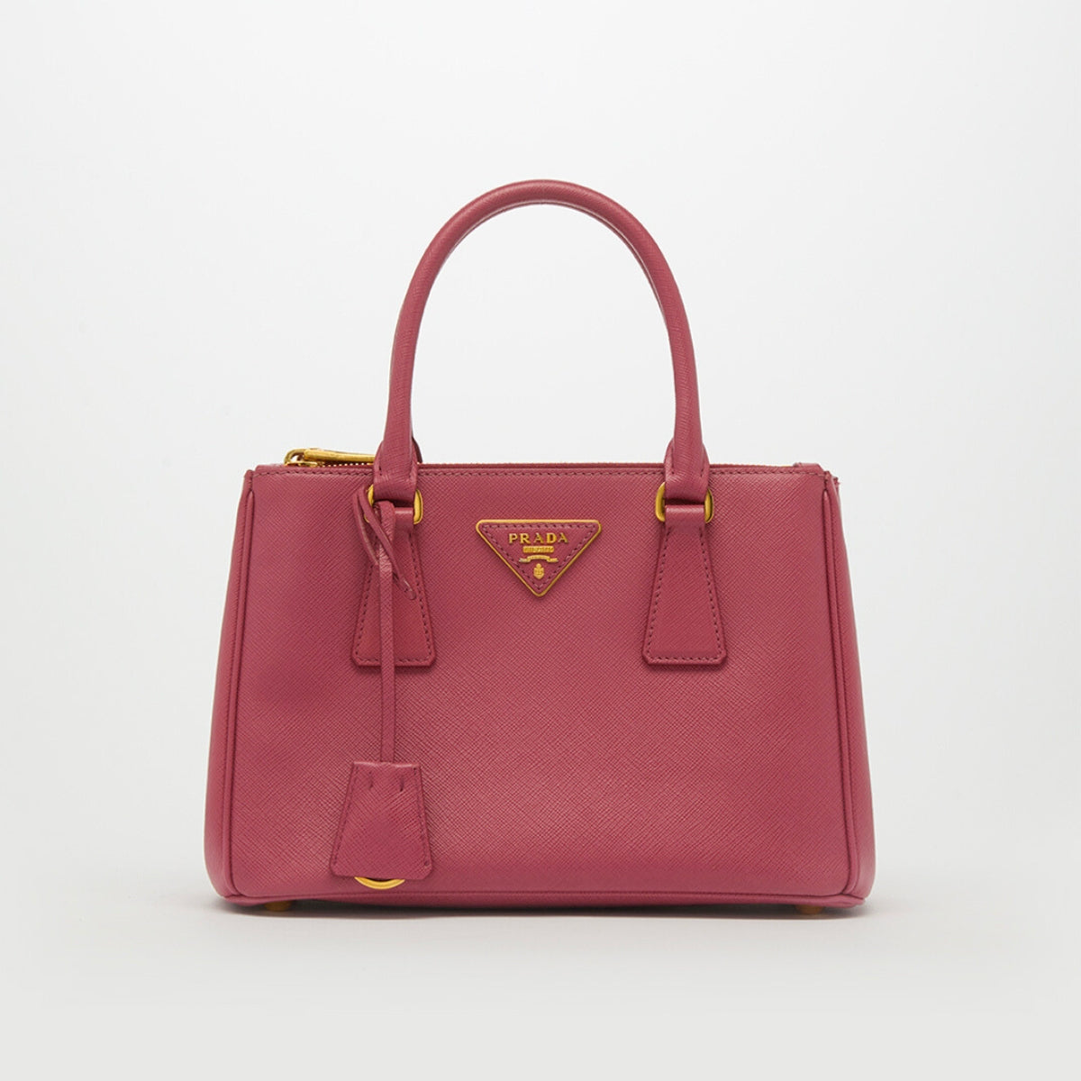 Small Galleria Double Zip Tote in Pink Saffiano Leather