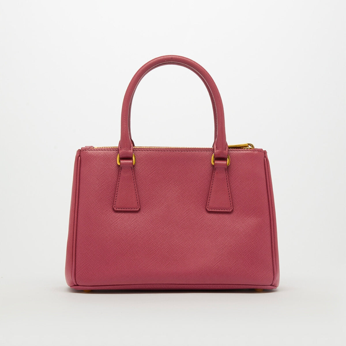Small Galleria Double Zip Tote in Pink Saffiano Leather