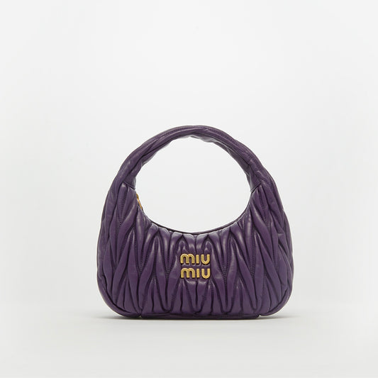 Wander Matelassé Leather Hobo Bag in Purple