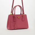 Small Galleria Double Zip Tote in Pink Saffiano Leather