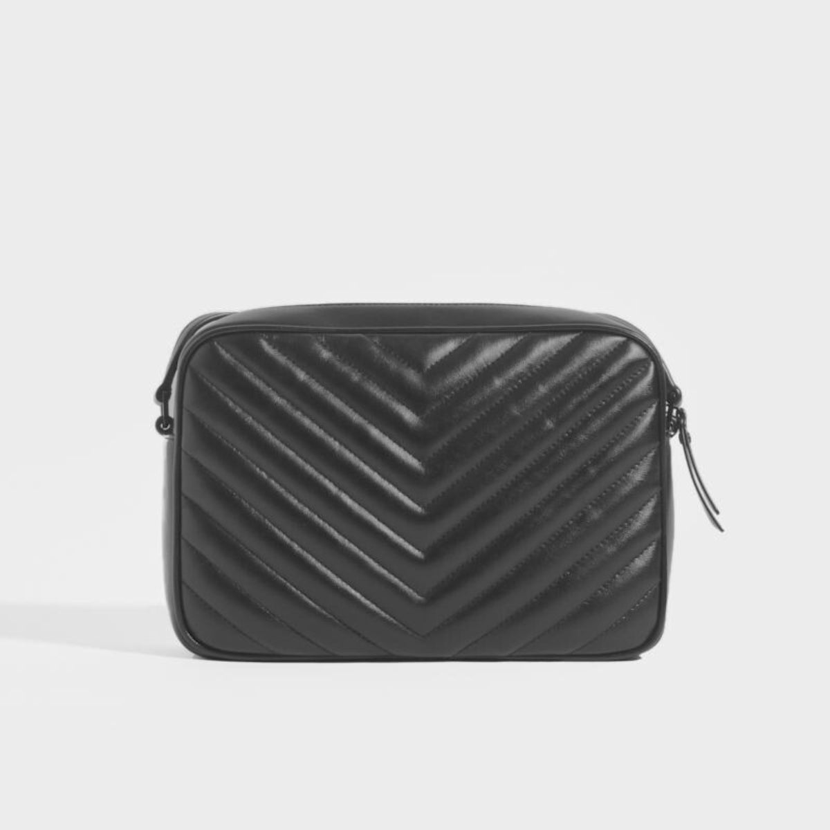 Lou Camera Bag in Black Matelassé Leather with Black Hardware