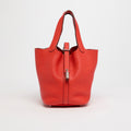 Picotin Lock 18 in Light Red Clemence Leather