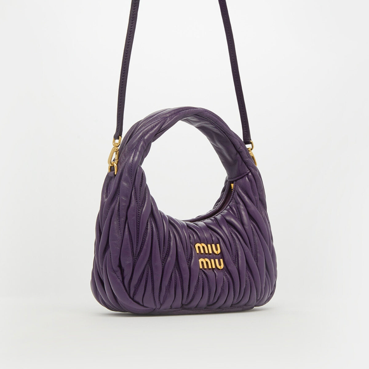 Wander Matelassé Leather Hobo Bag in Purple