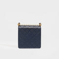 Small Chic Pearls Flap Bag in Navy Leather