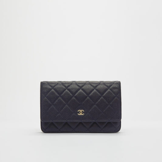 Wallet On Chain in Navy Blue Caviar Leather 2013 - 2014