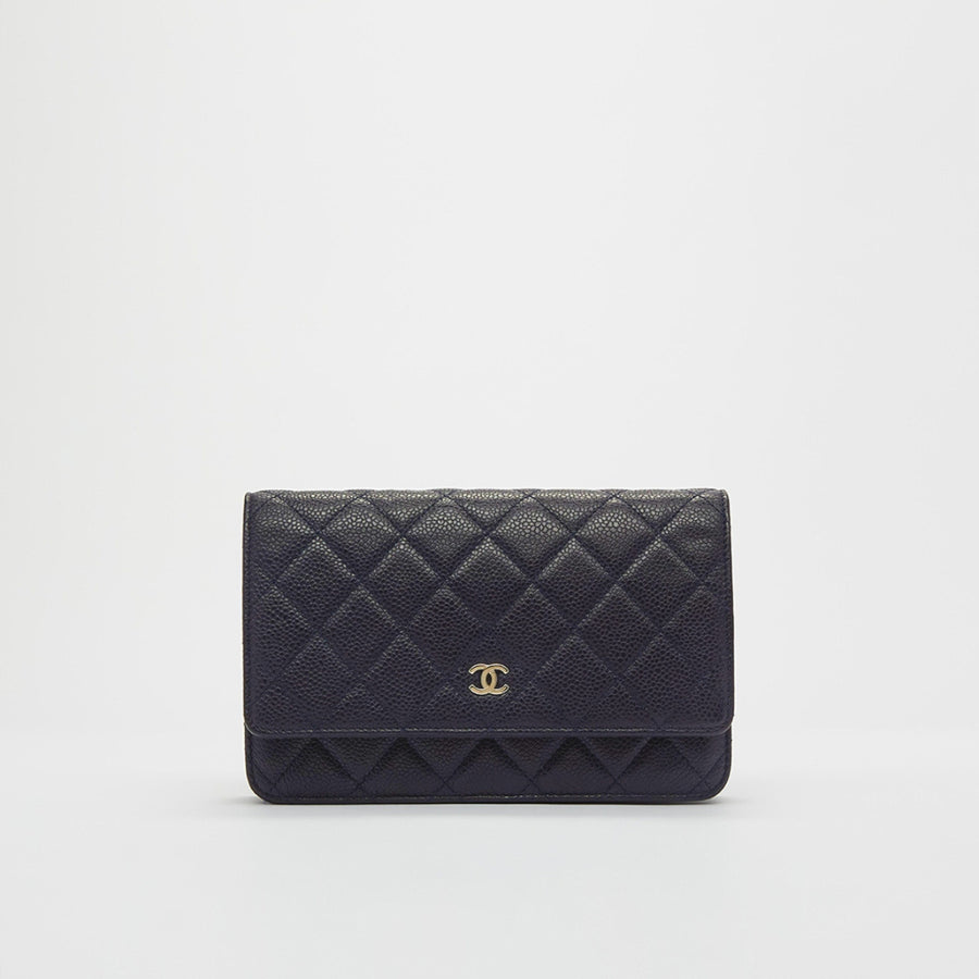 Wallet On Chain in Navy Blue Caviar Leather 2013 - 2014