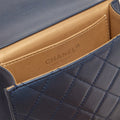 Small Chic Pearls Flap Bag in Navy Leather