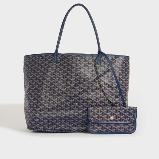 Saint Louis GM Canvas and Leather-Trim Tote in Navy