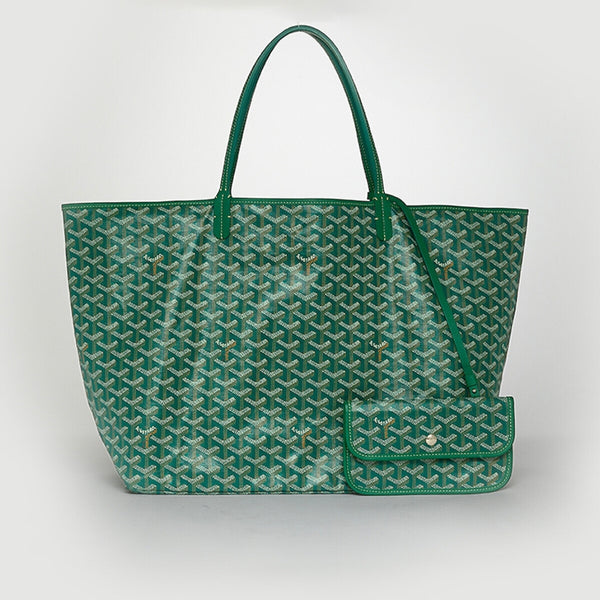 GOYARD Saint Louis GM Canvas and Leather-Trim Tote in Green | COCOON