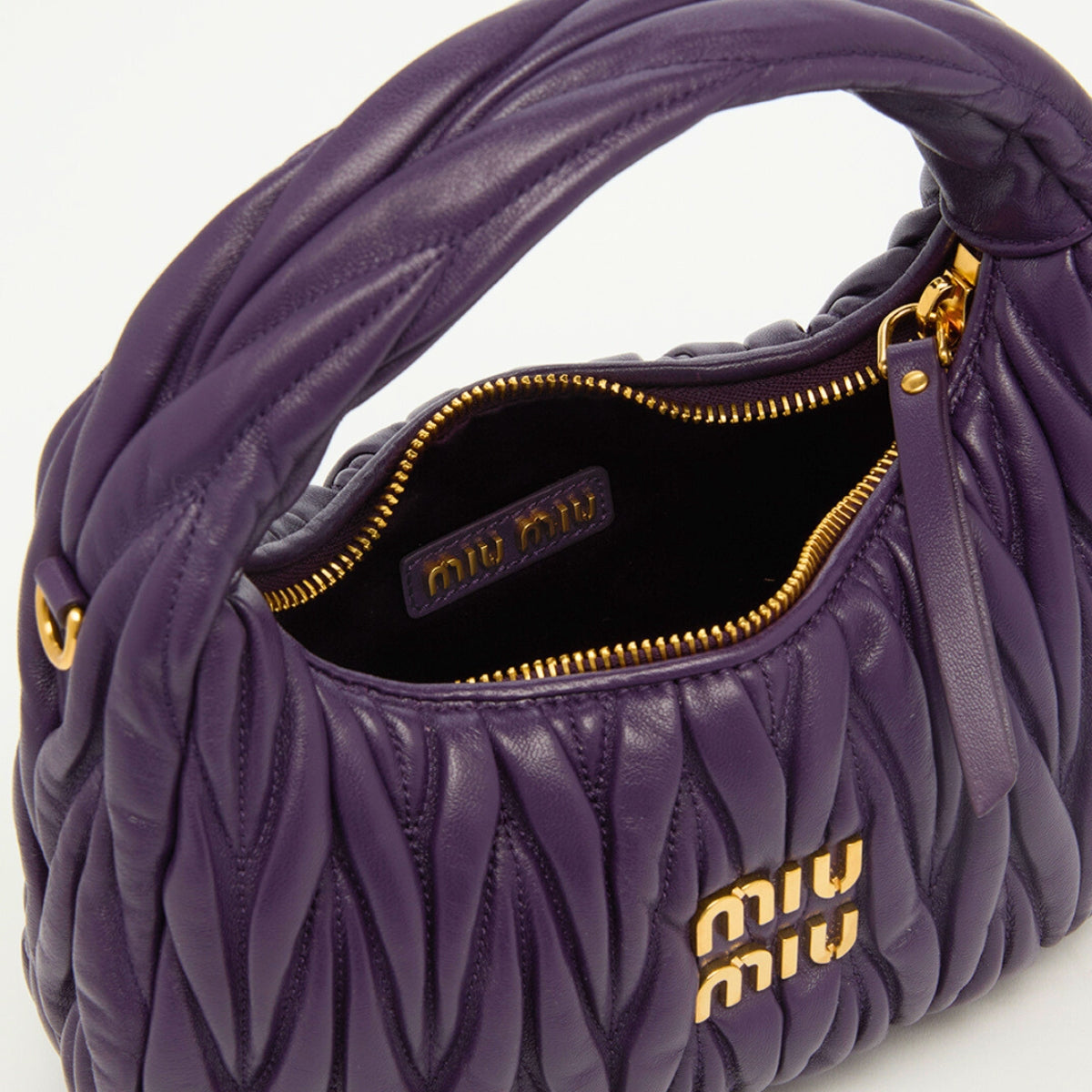 Wander Matelassé Leather Hobo Bag in Purple