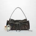 Multi Pocket Bow Bag in Dark Brown with Charms