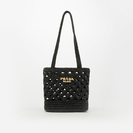 Small Crochet Tote Bag in Black